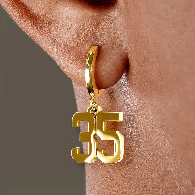 35 Number Earring - Gold Plated Stainless Steel