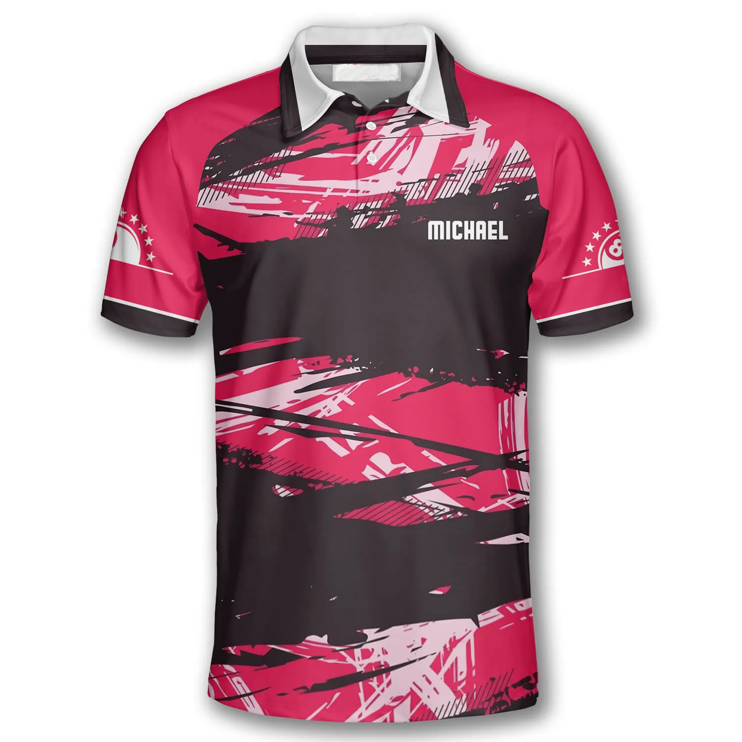 3D All Over Print Pink Grunge Custom Billiard Polo Shirts for Men, Idea Cool Gift for Billiard Team