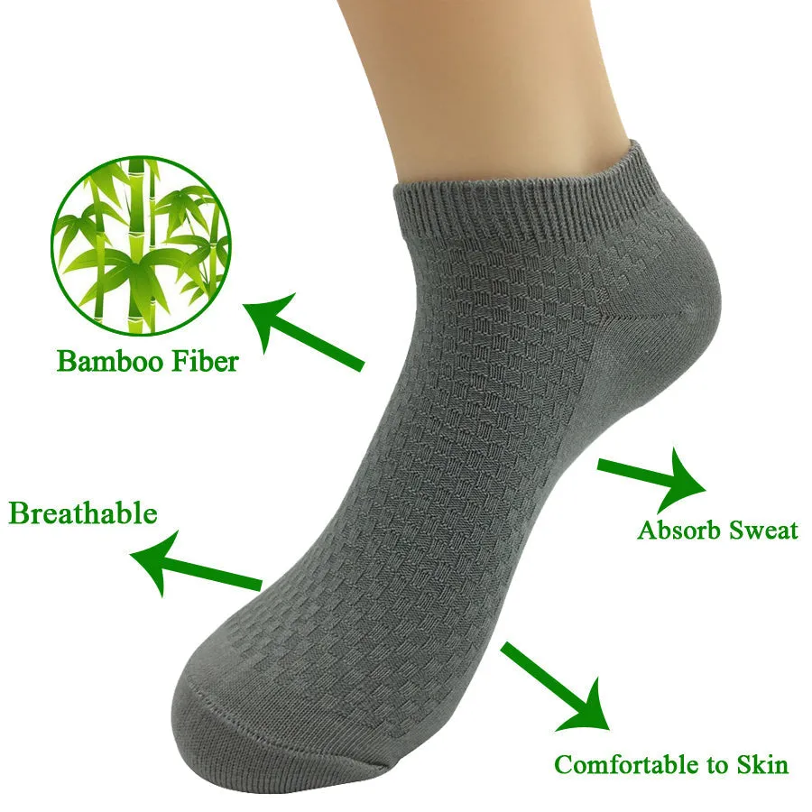 5 Pairs Lot Casual Bamboo Fiber Breathable Ankle Socks for Men