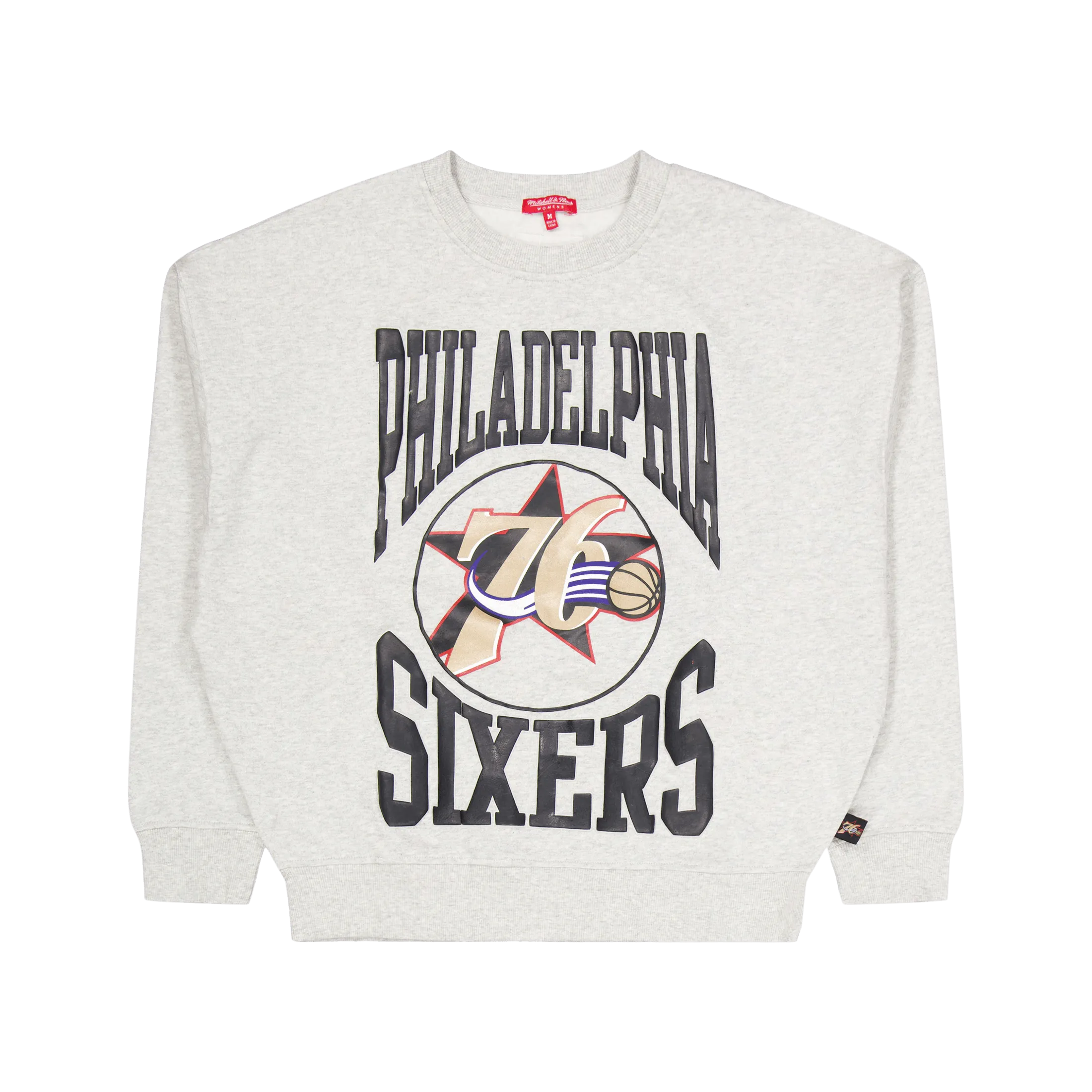 76ers Womens Logo Lt Crew 3.0 Grey Heather