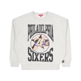 76ers Womens Logo Lt Crew 3.0 Grey Heather