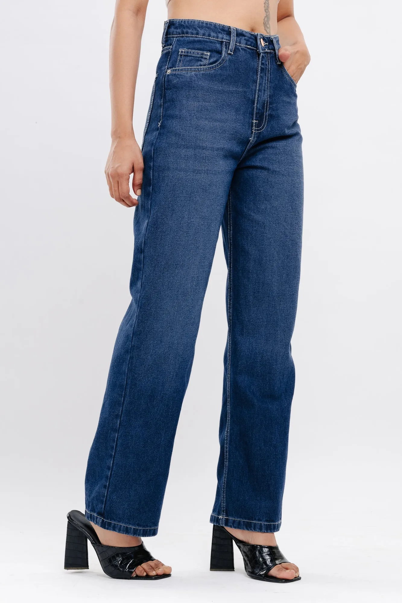 90's Basic Blue Straight Jeans