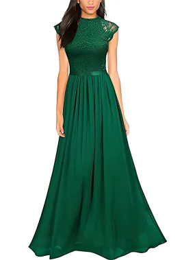 A Line Jewel Neck Sleeveless Floor-Length Bridesmaid Dresses with Lace