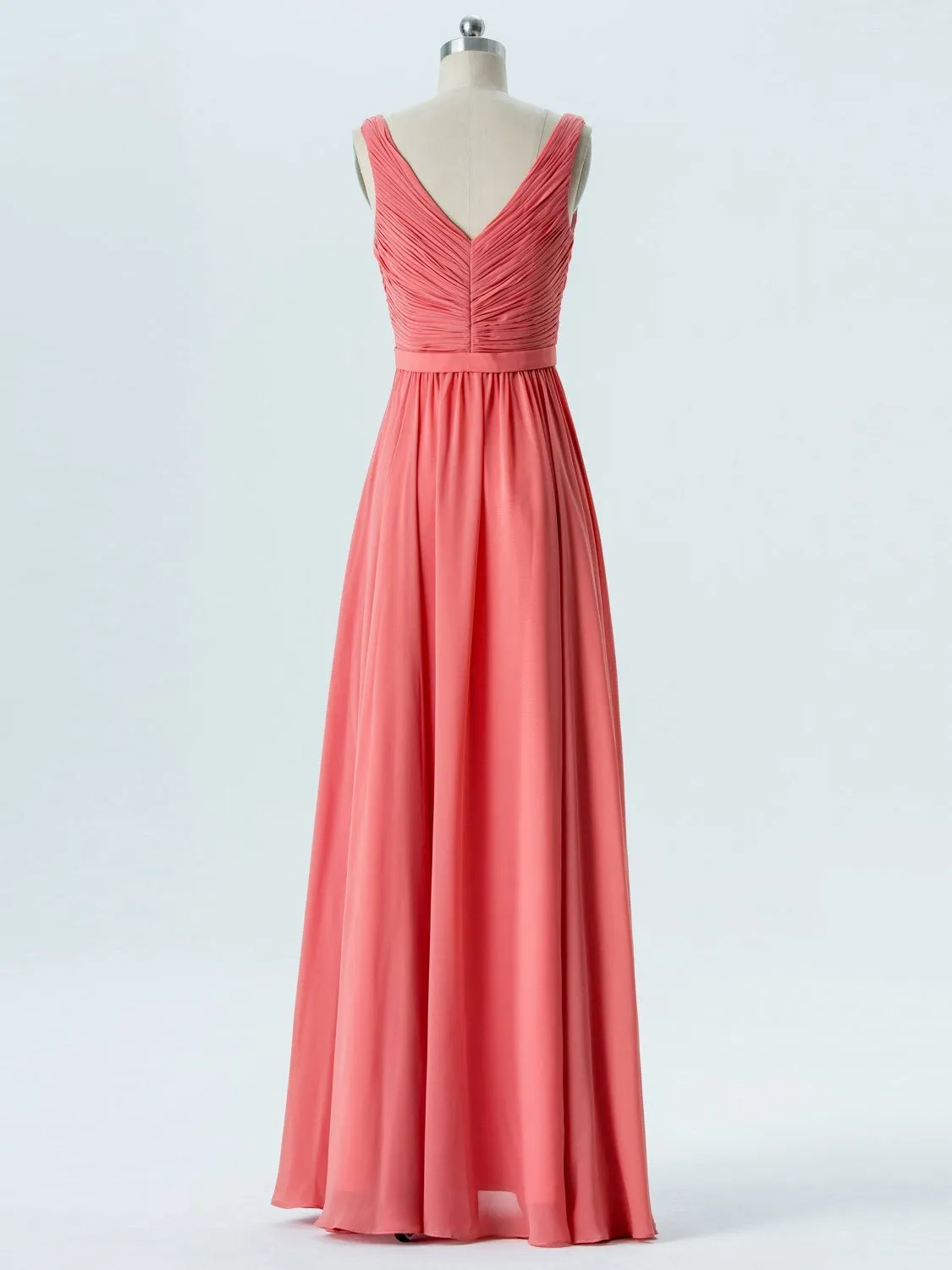 A-line  V- Neck  Floor-Length Chiffon Bridesmaid Dresses 2873