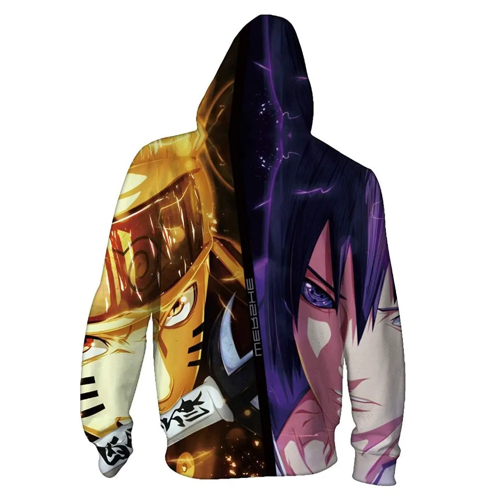 Anime Naruto Kakashi Boruto 3D Hoody Uzumaki Jacket Uchiha Sasuke Akatsuki Tops Hoodies Sweatshirt Thin Zipper Coat Streetwear