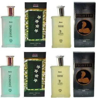 Aone Jasmine and Fighter Perfume 100ML Each (Pack of 4) Eau de Parfum - 400 ml (For Men)