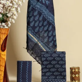 Appealing Hand Block Print Chanderi Silk Suit Set (CHA653)