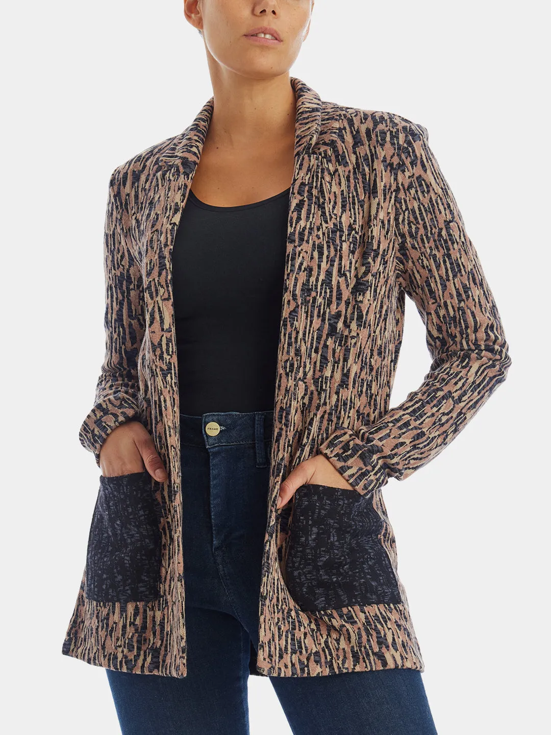 Bark Mix Print Patch Pocket Blazer