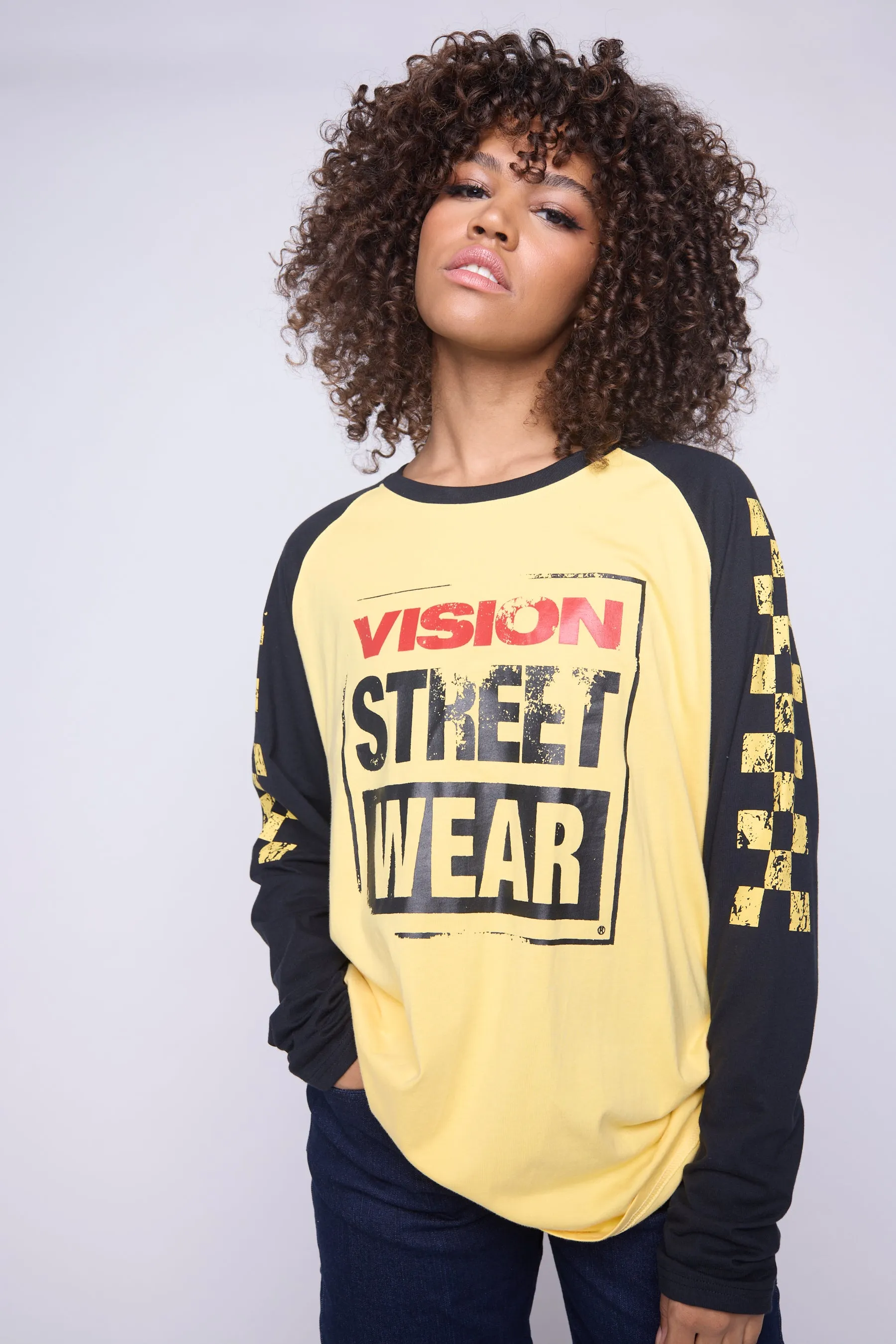 Checker Print Sleeve Logo T-Shirt - Yellow Black