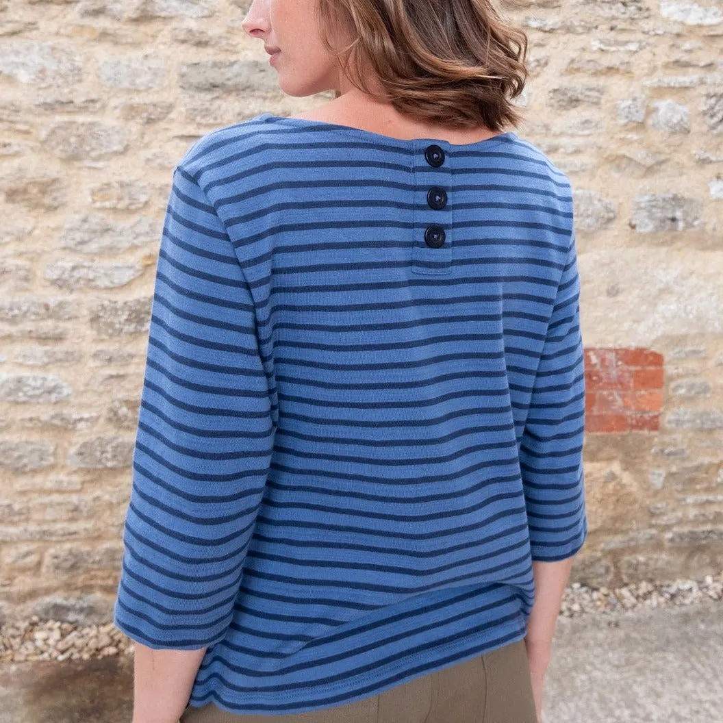 Classic Sailor Top - Medium Blue and Indigo Stripe