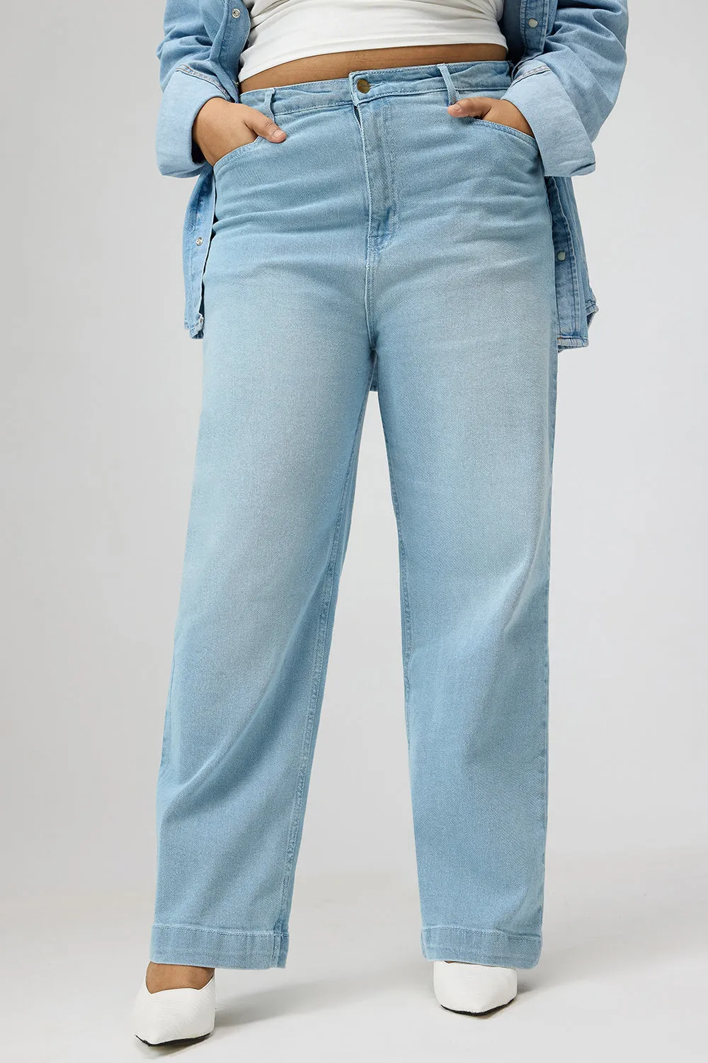 Curve Airy Blue Straight Fit Jeans