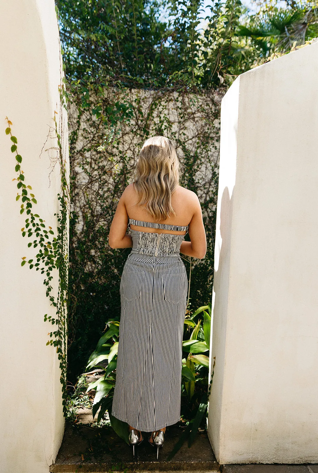 Demi Striped Maxi Skirt - Blue Stripe