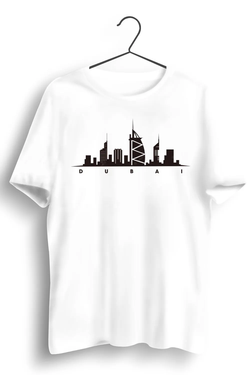 Dubai Skyline Graphic Printed White Tshirt