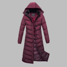 ELORA Heavyweight Women's Water Resistant Puffer Winter Full-Length Coat with Hood and Fleece Lining