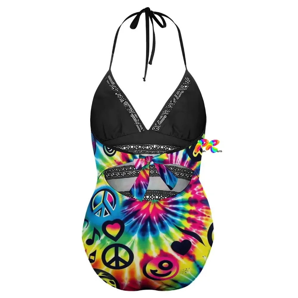 Happy Vibes Plus Size Rave One Piece Swimsuit