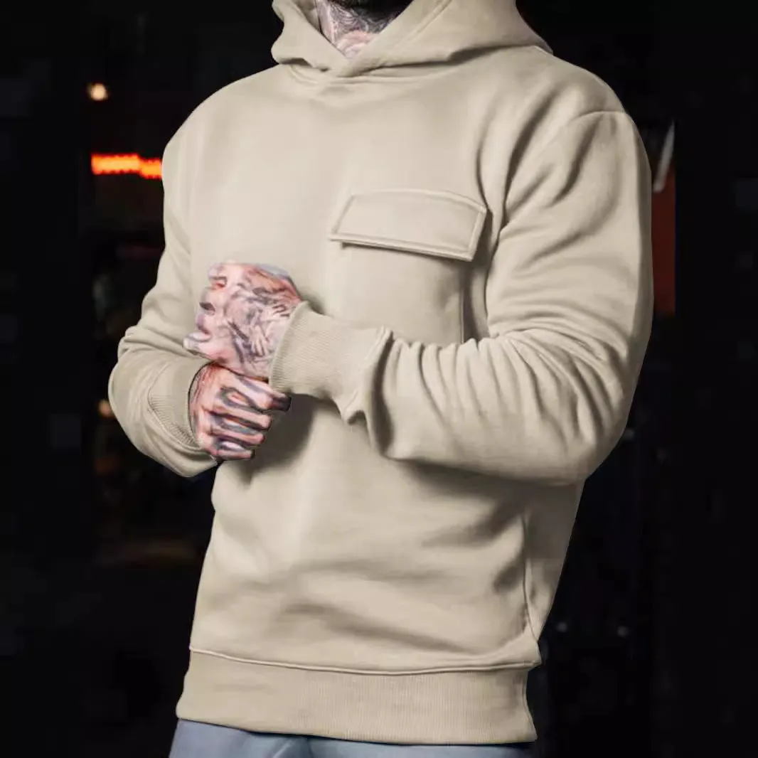 Hoodie Solid Color Long Sleeve Men Sweatshirts