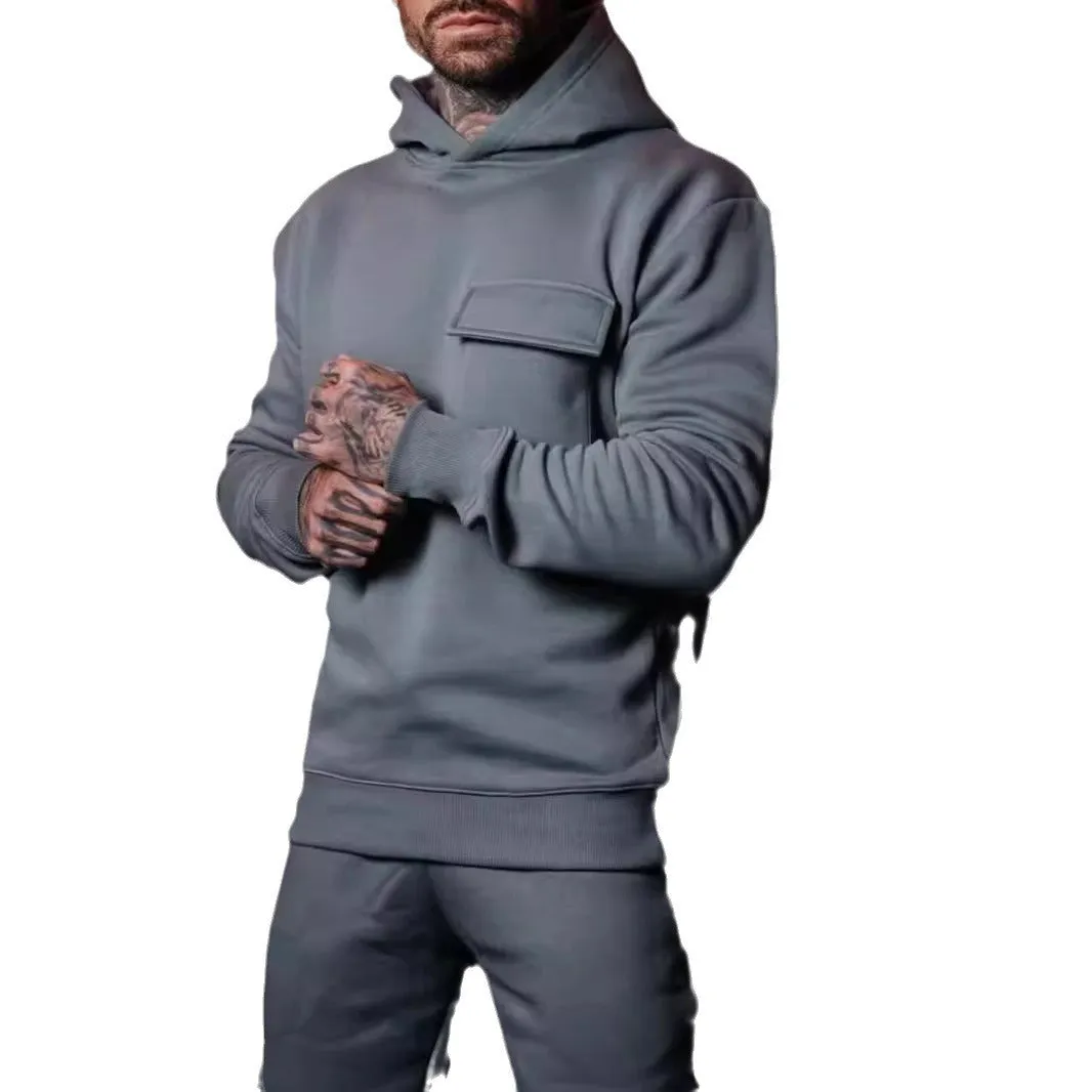 Hoodie Solid Color Long Sleeve Men Sweatshirts