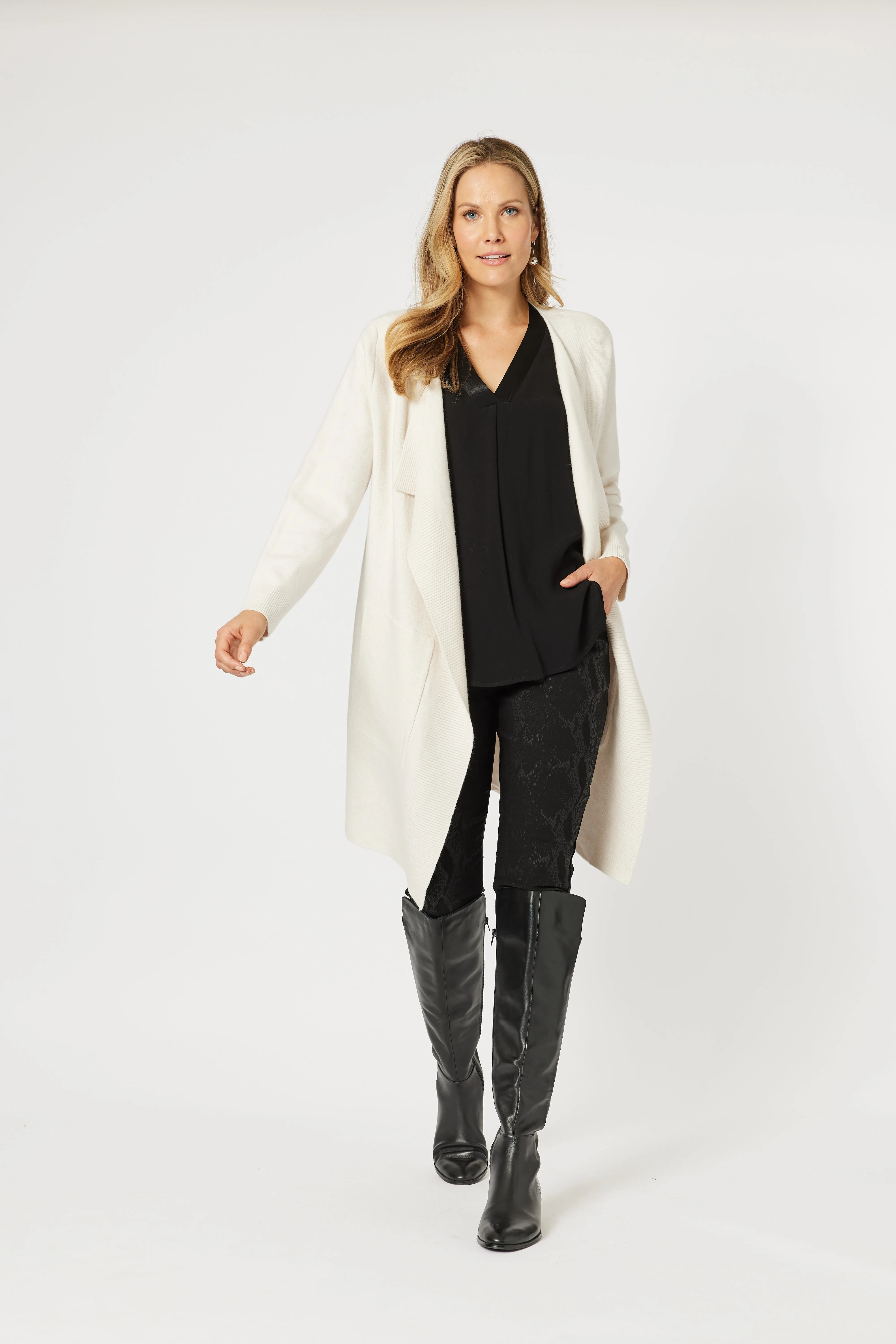 HV Leigh Natural Waterfall Cardigan