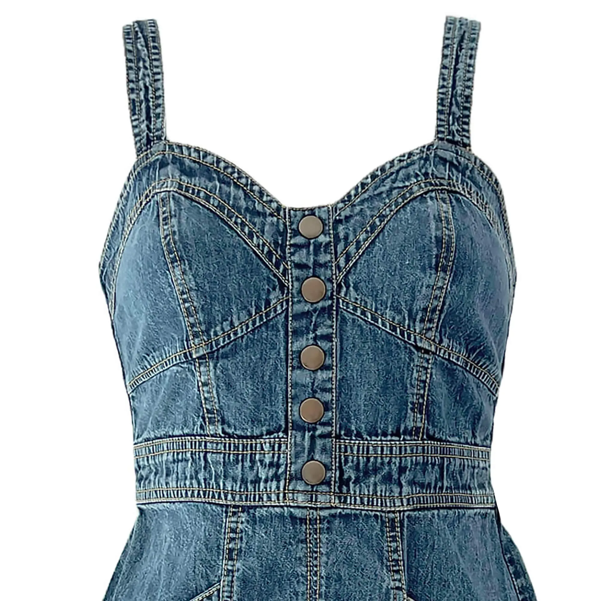 Japna Blue Denim Smocked Mini Dress - XS