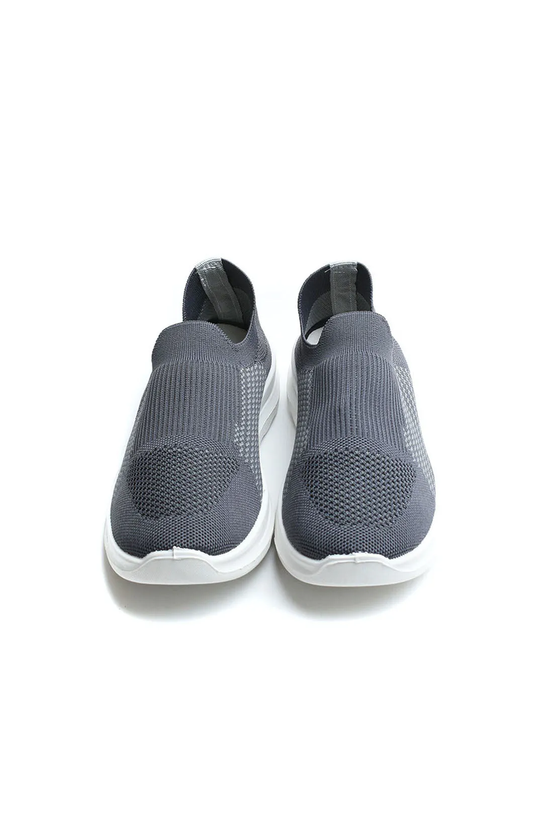 Knit Sneakers - Sportive Canvas Sock - Slip-On - Grey