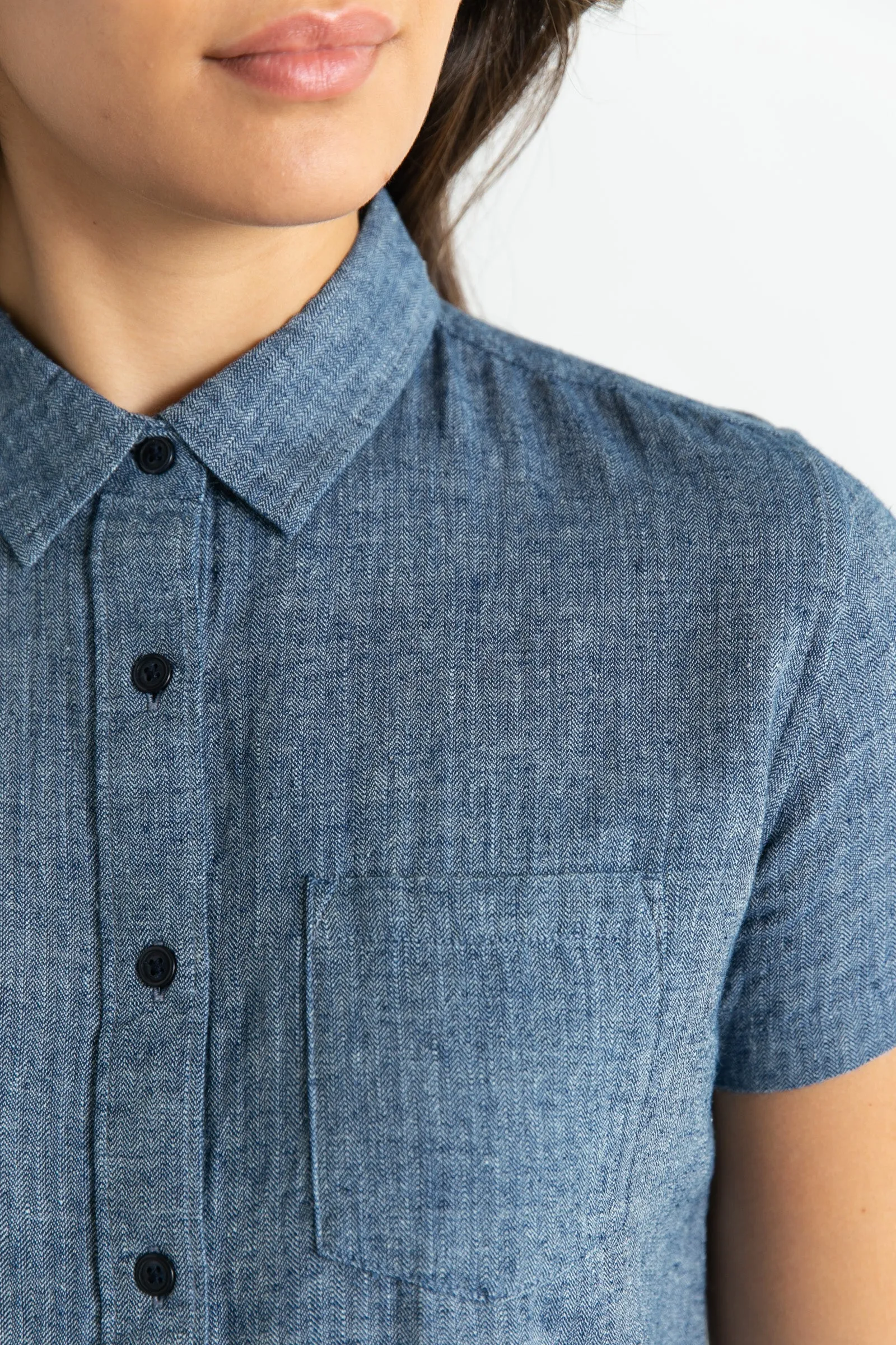 Lana Shirt / Indigo Herringbone