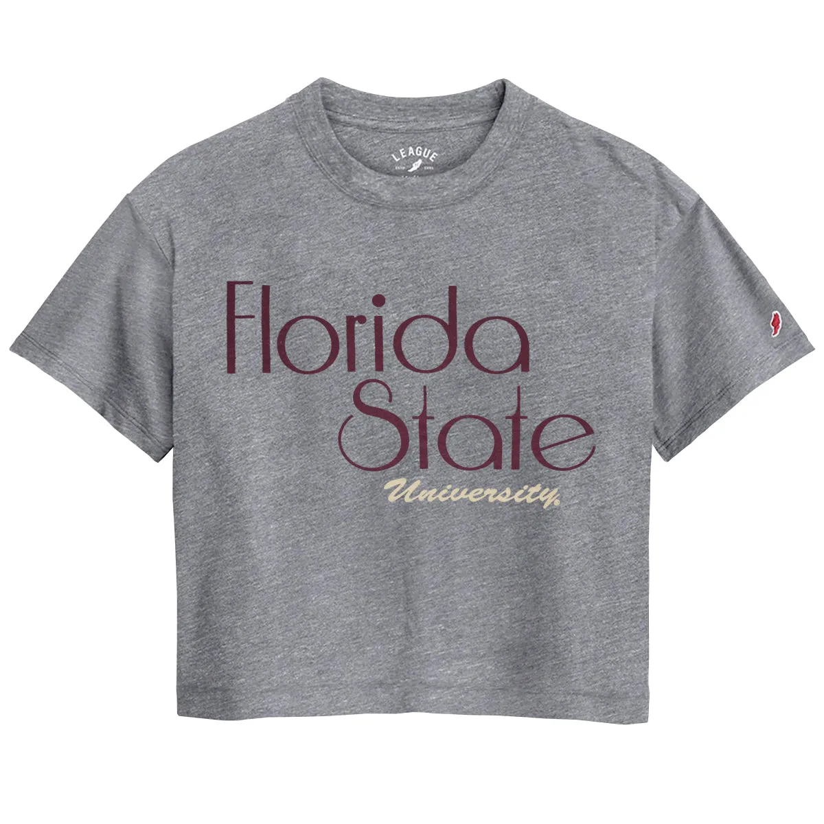 League Women's Florida State University Short Sleeve Relaxed Fit Midi Tri-blend T-shirt - Fall Heather