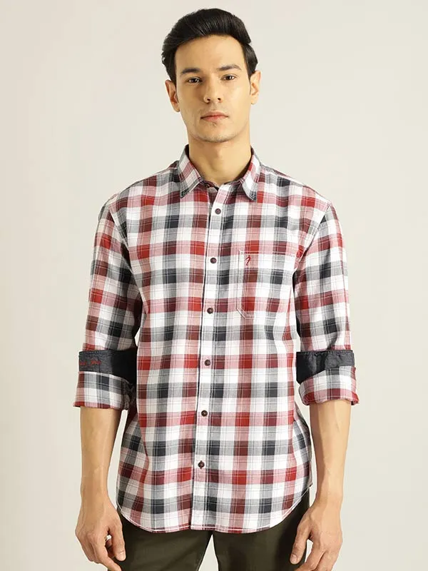 Men Checked Full Sleeve Cotton Blend Shirt