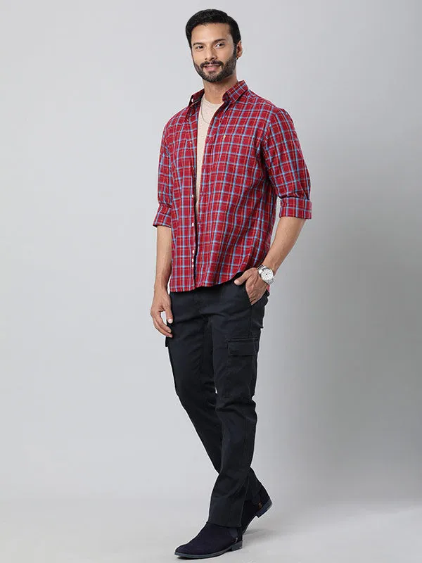 Men Checked Full Sleeve Cotton Blend Shirt