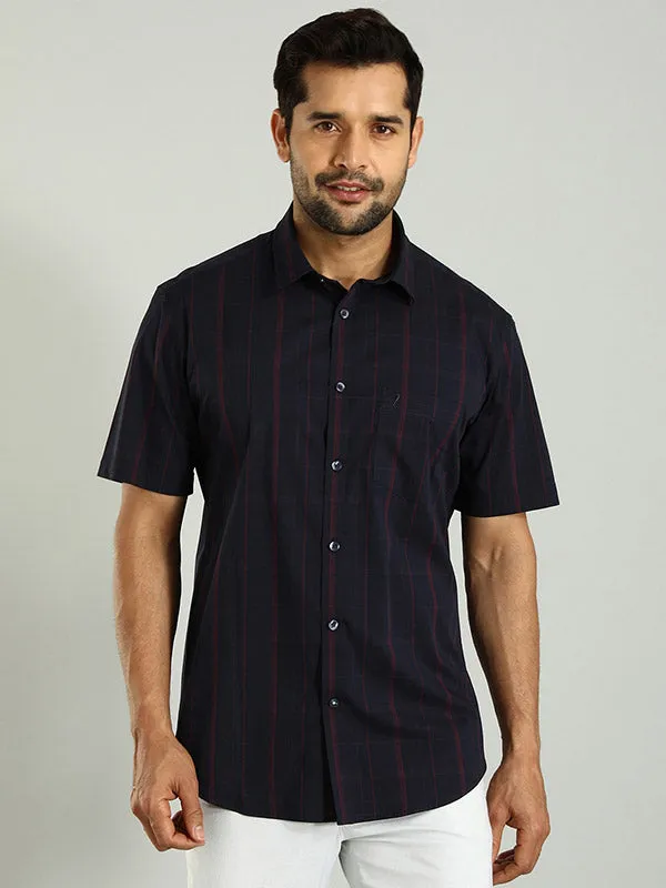 Men Checked Half Sleeve Cotton Blend Shirt