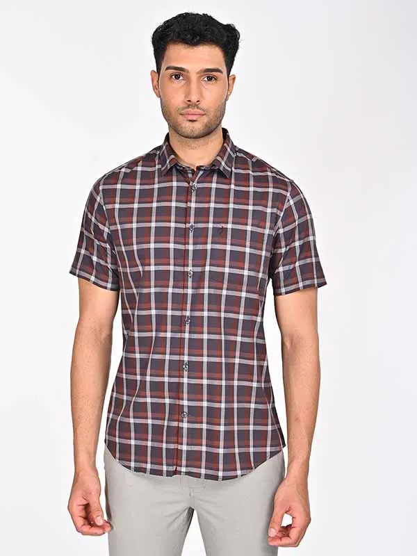 Men Checked Half Sleeve Cotton Shirt