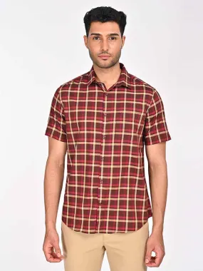 Men Checked Half Sleeve Cotton Shirt