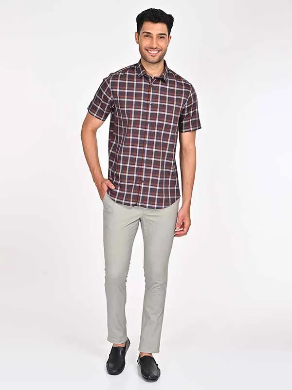 Men Checked Half Sleeve Cotton Shirt