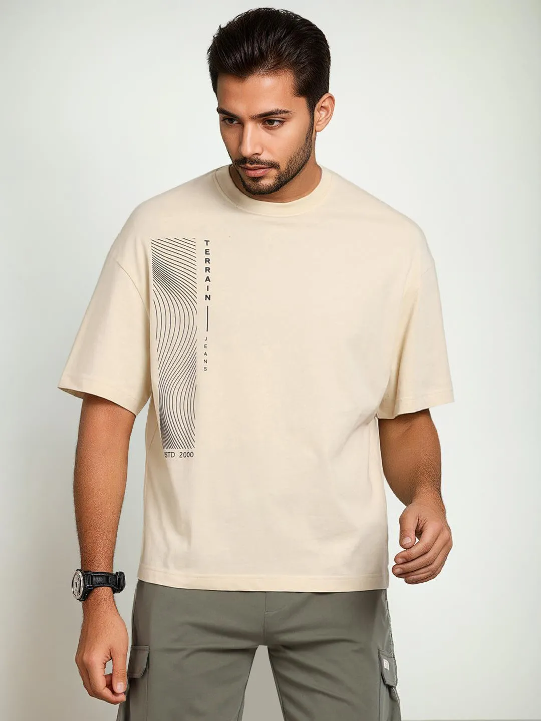 Men Graphic Oversized Crew Neck T-Shirt