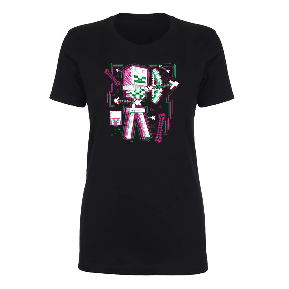 Minecraft Acid Sketch Skeleton Women's Short Sleeve T-Shirt