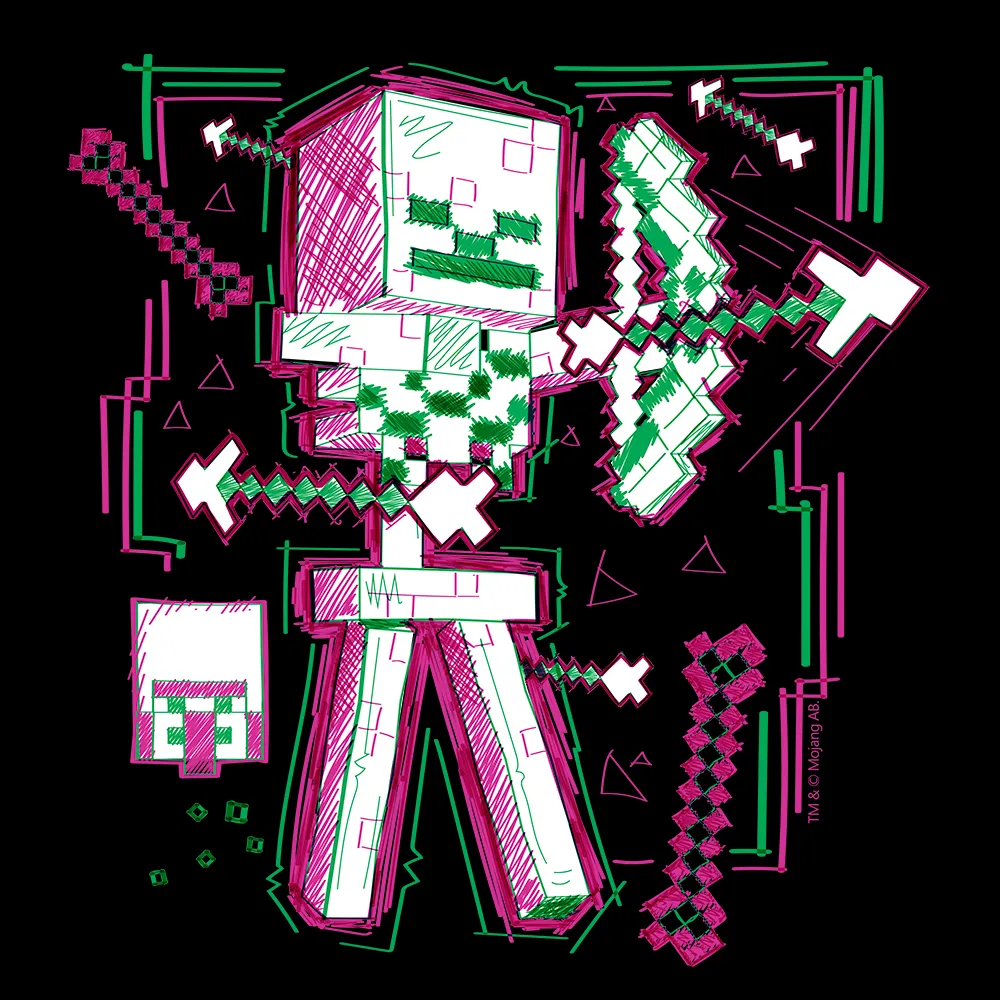 Minecraft Acid Sketch Skeleton Women's Short Sleeve T-Shirt