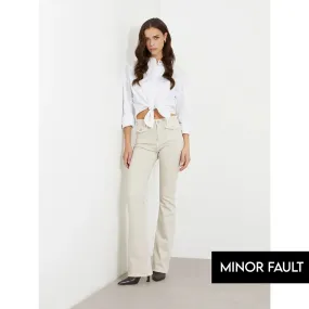 (Minor Fault) Cream High Rise Flare Jeans