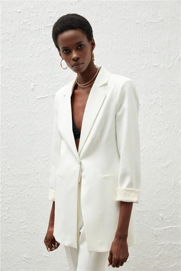 Mono Collar Classic Jacket - White