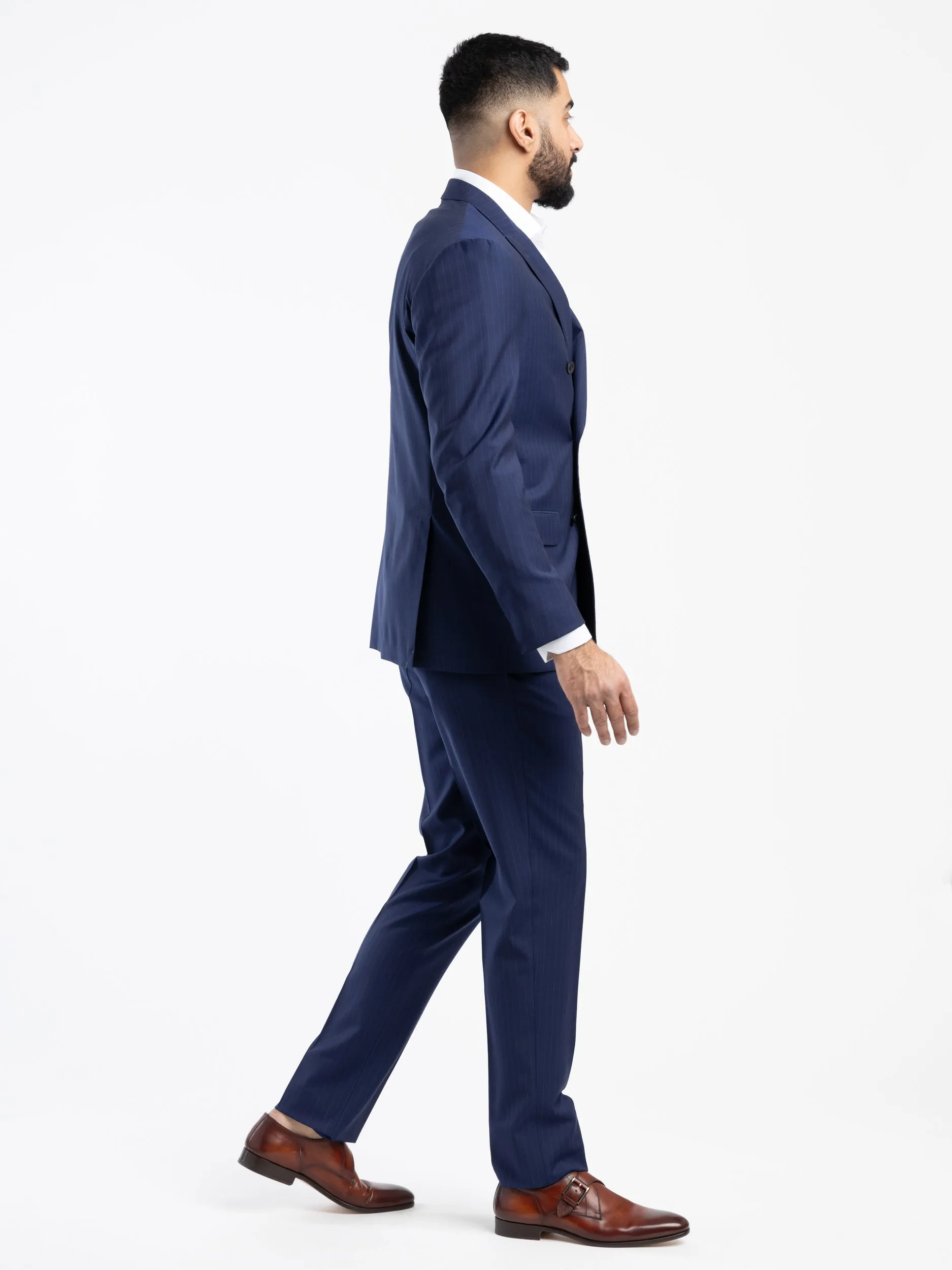 Navy Pinstripe Wool Suit