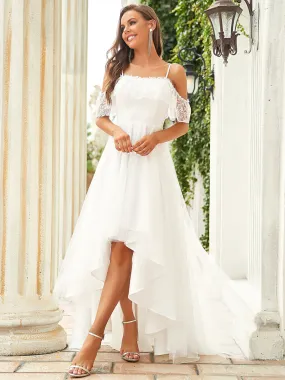 Off Shoulder Asymmetrical Hem Wholesale Lace & Tulle Wedding Dresses