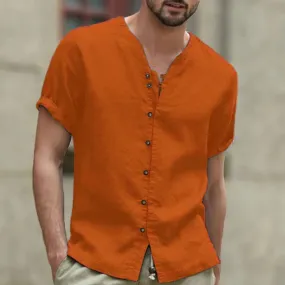 Orange Retro-style Holiday Shirt For Men