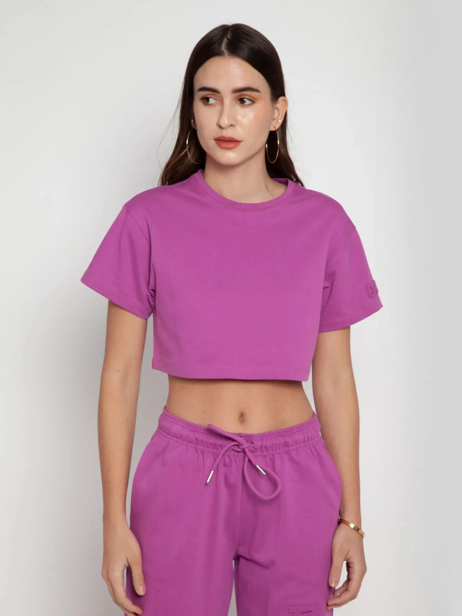 Orchid CAVA Embossed Crop Tee