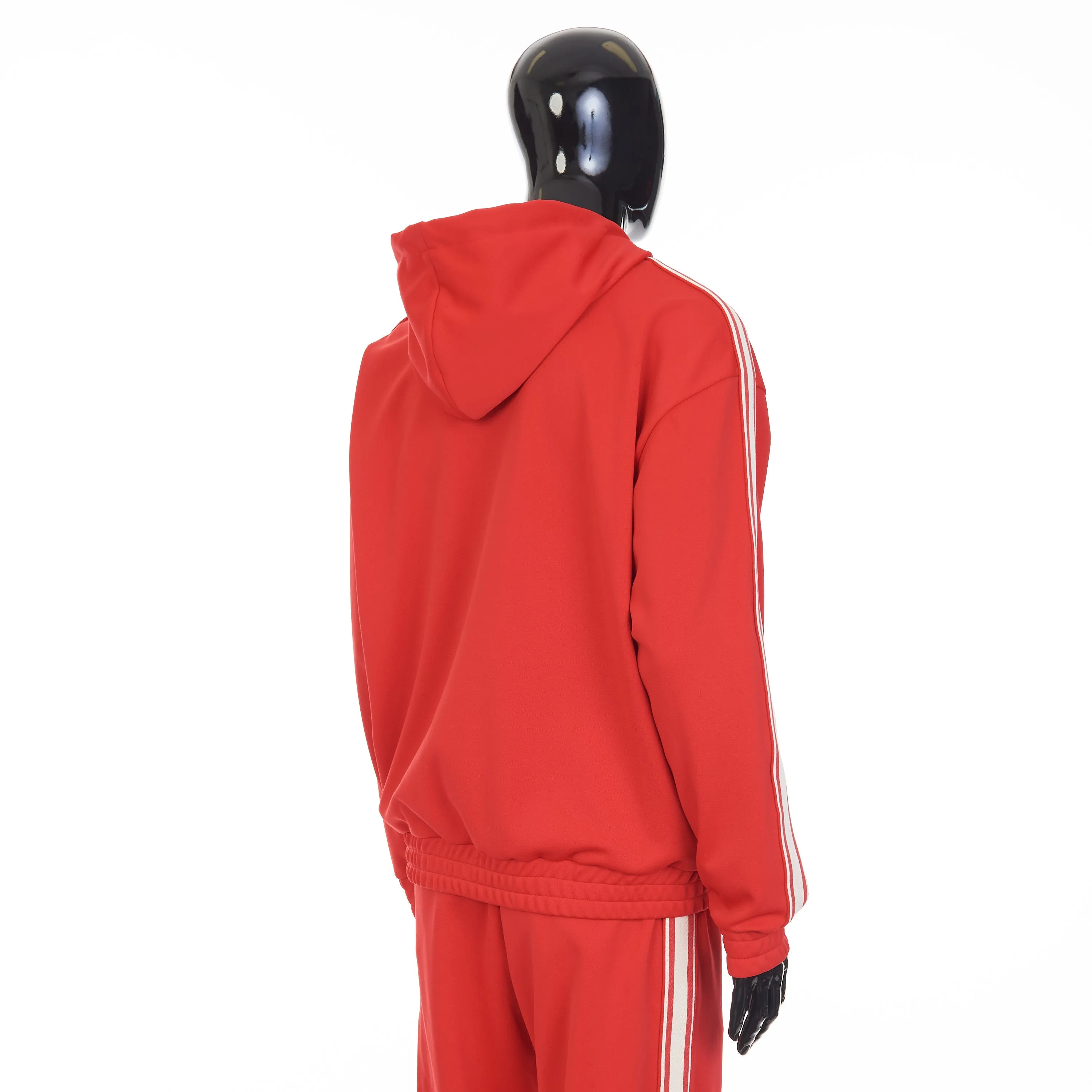 Red Tracksuit Jacket - Celine Embroidery, Hood, Zip Up, Double Face Jersey