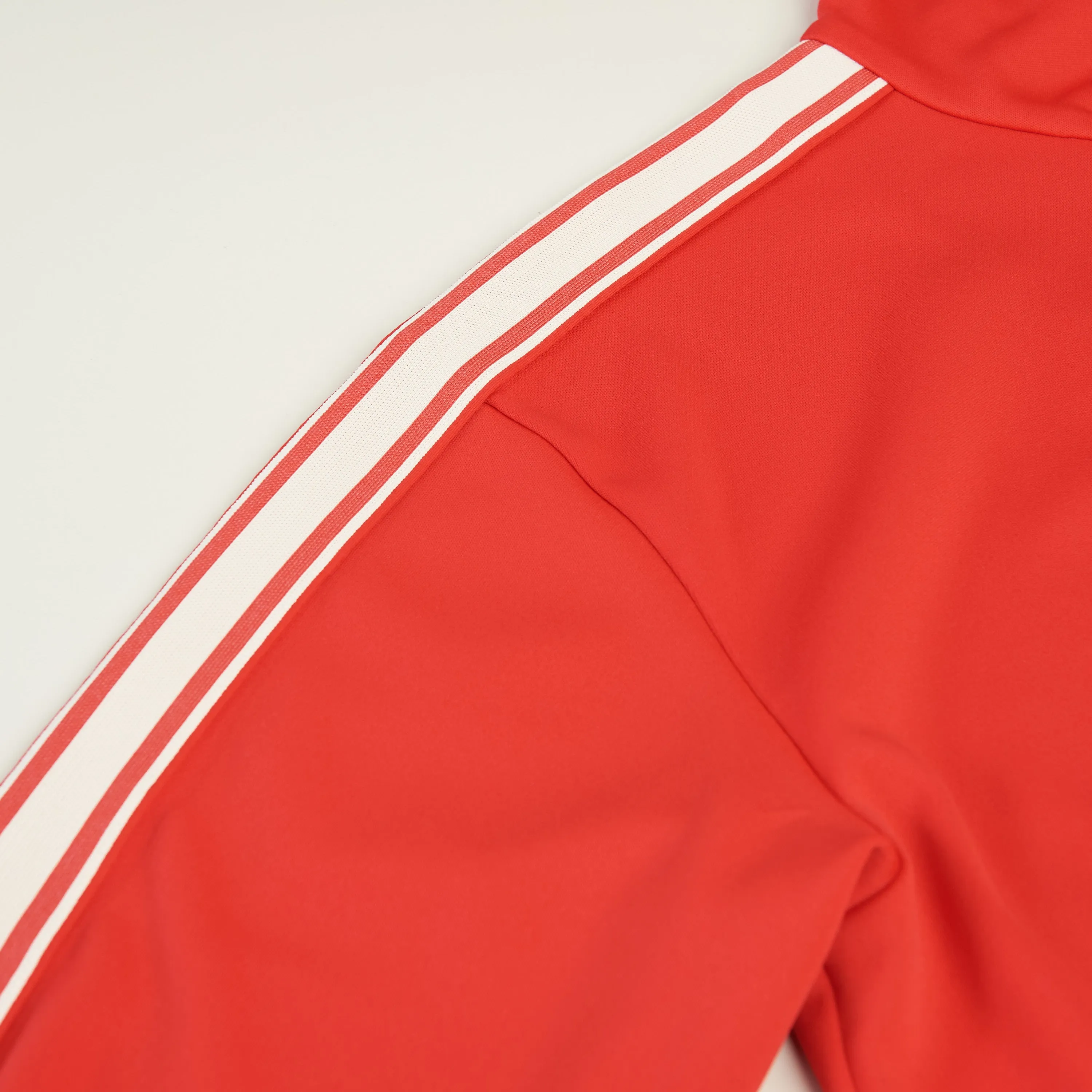 Red Tracksuit Jacket - Celine Embroidery, Hood, Zip Up, Double Face Jersey