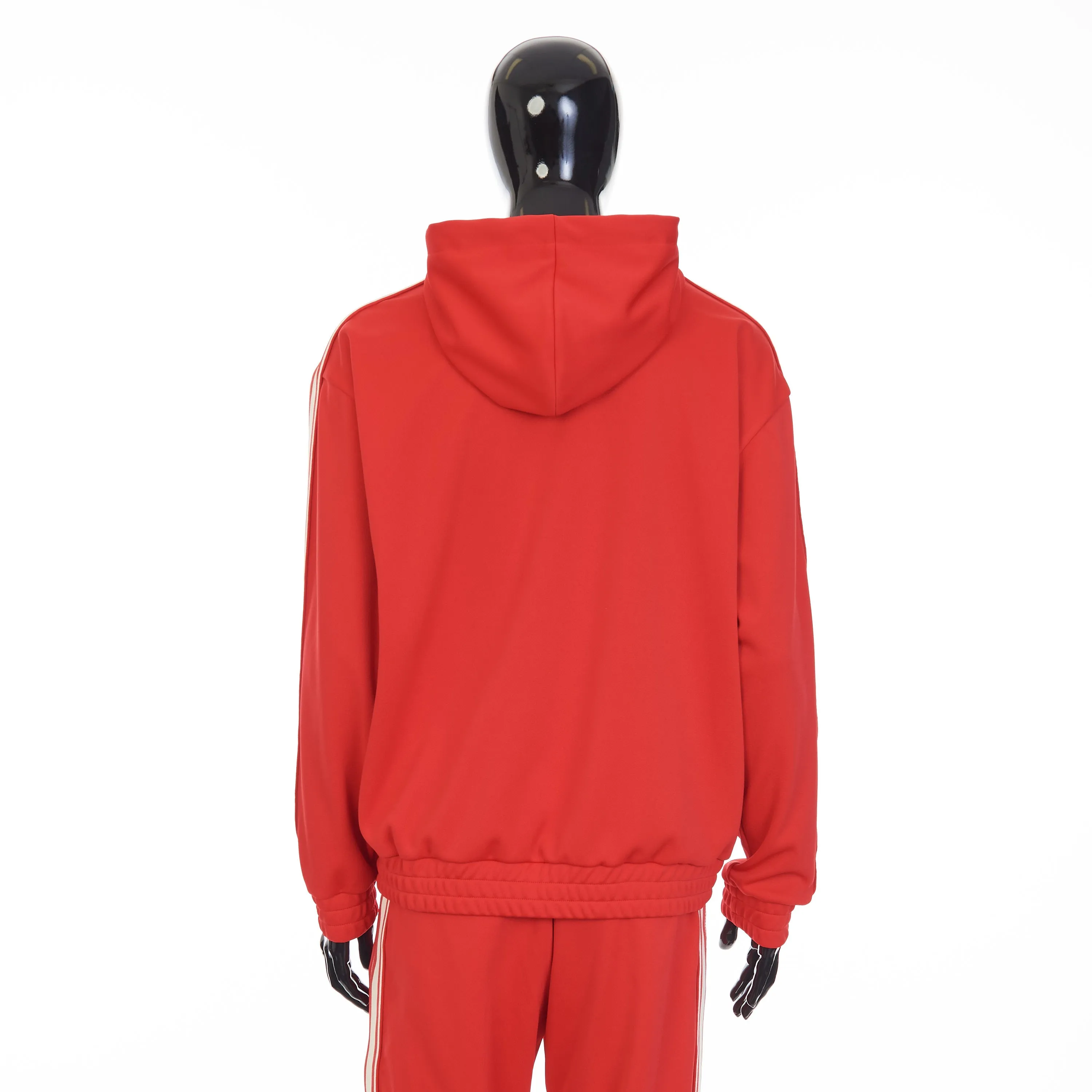 Red Tracksuit Jacket - Celine Embroidery, Hood, Zip Up, Double Face Jersey