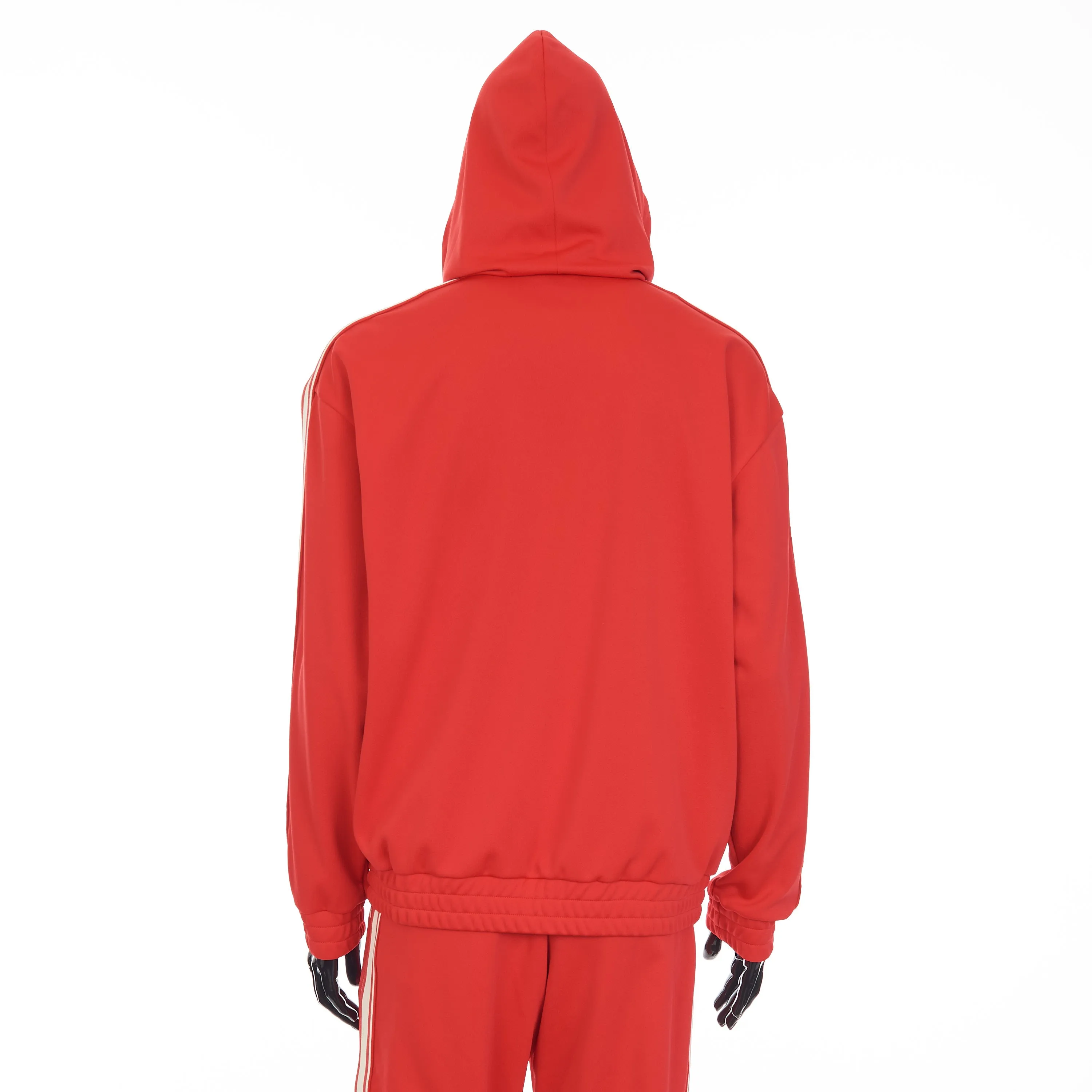 Red Tracksuit Jacket - Celine Embroidery, Hood, Zip Up, Double Face Jersey