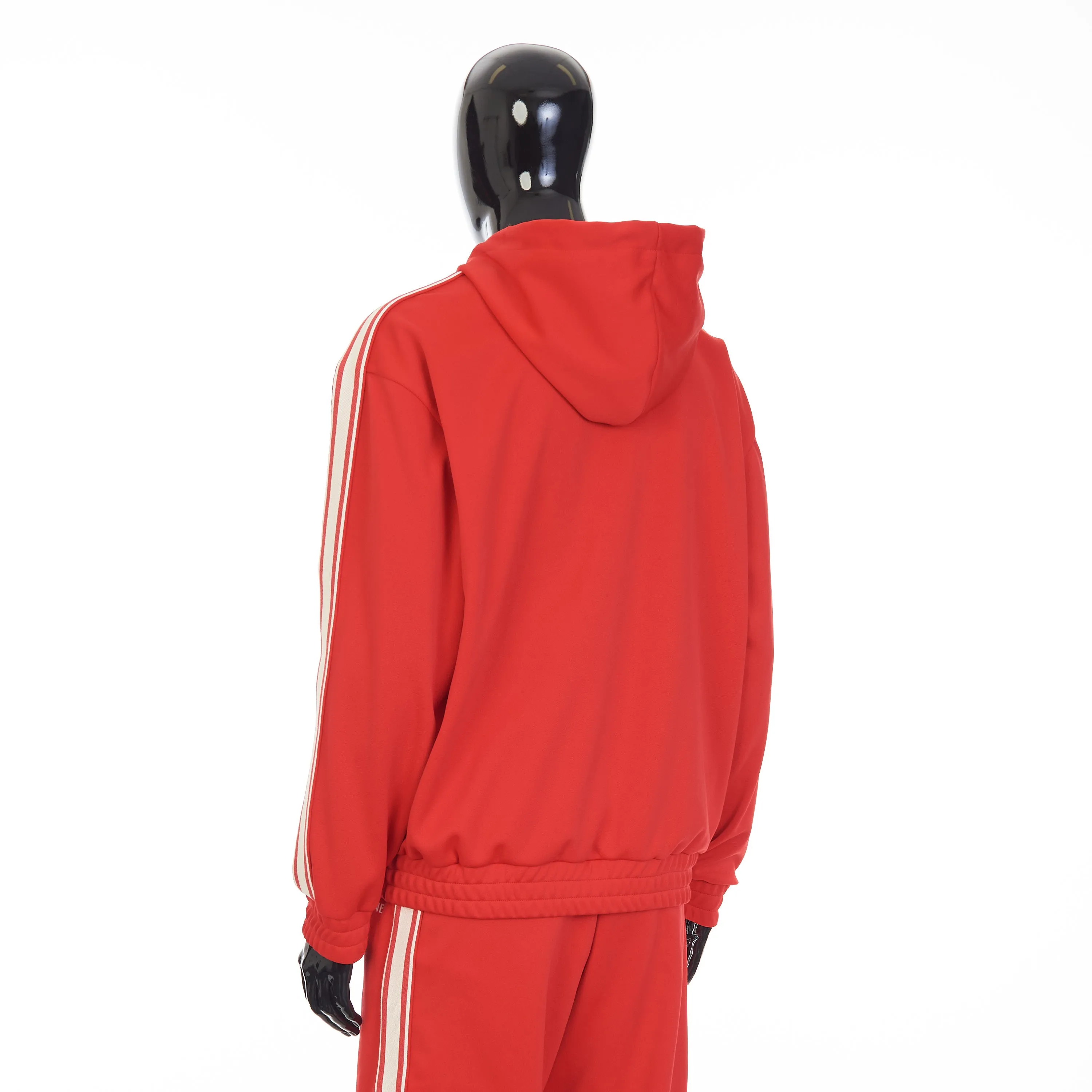 Red Tracksuit Jacket - Celine Embroidery, Hood, Zip Up, Double Face Jersey