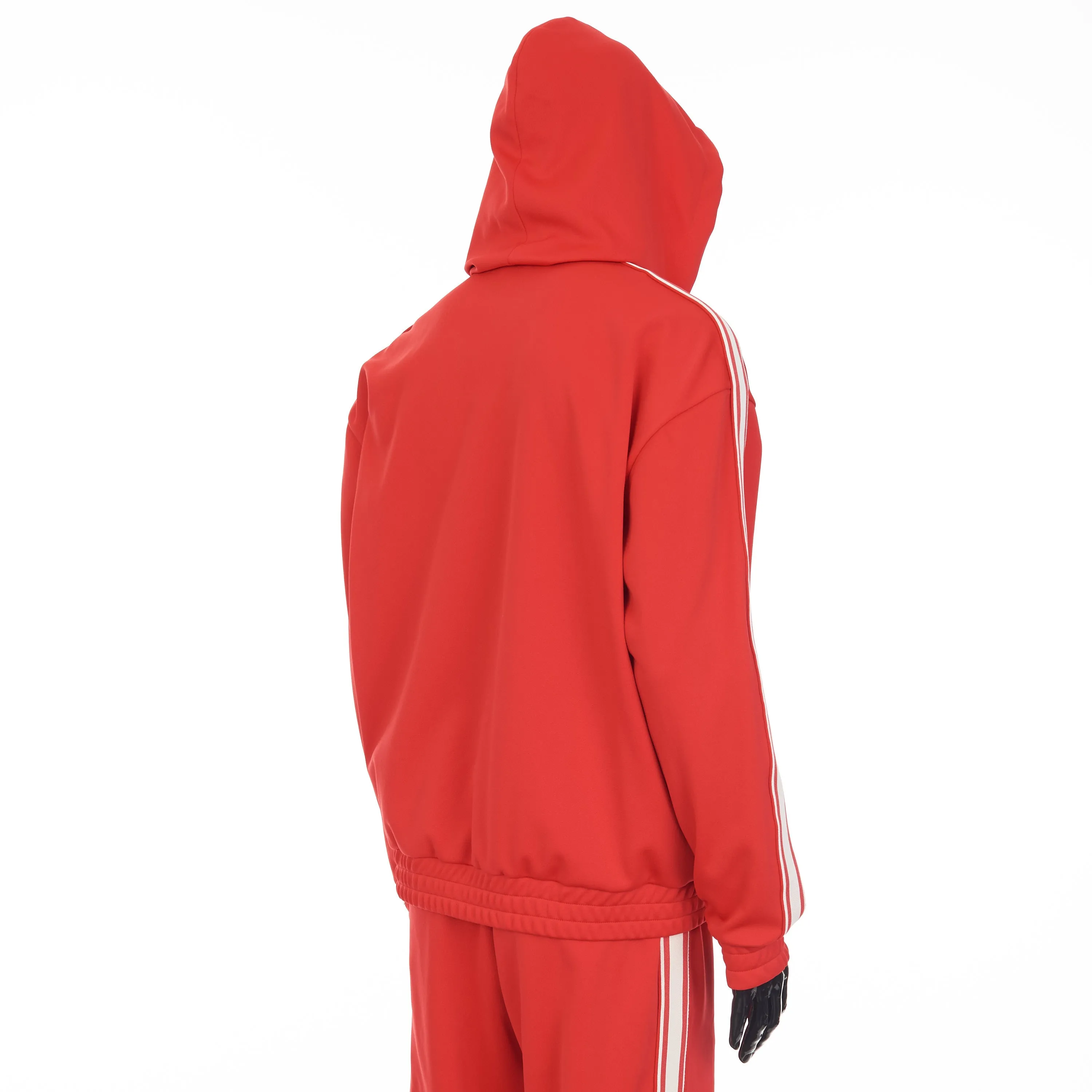 Red Tracksuit Jacket - Celine Embroidery, Hood, Zip Up, Double Face Jersey