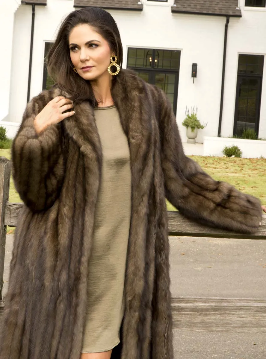 Russian Sable Fur Coat with Shawl Collar