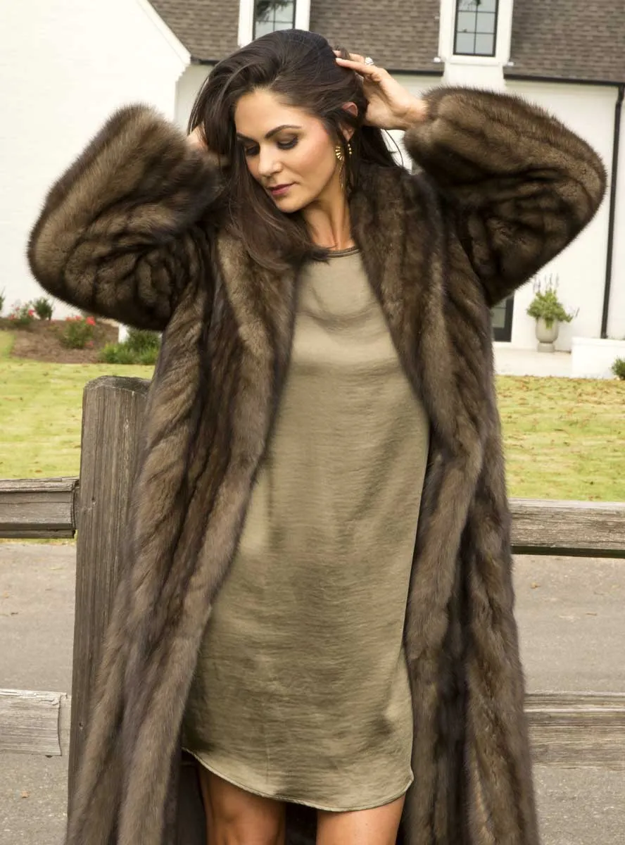 Russian Sable Fur Coat with Shawl Collar