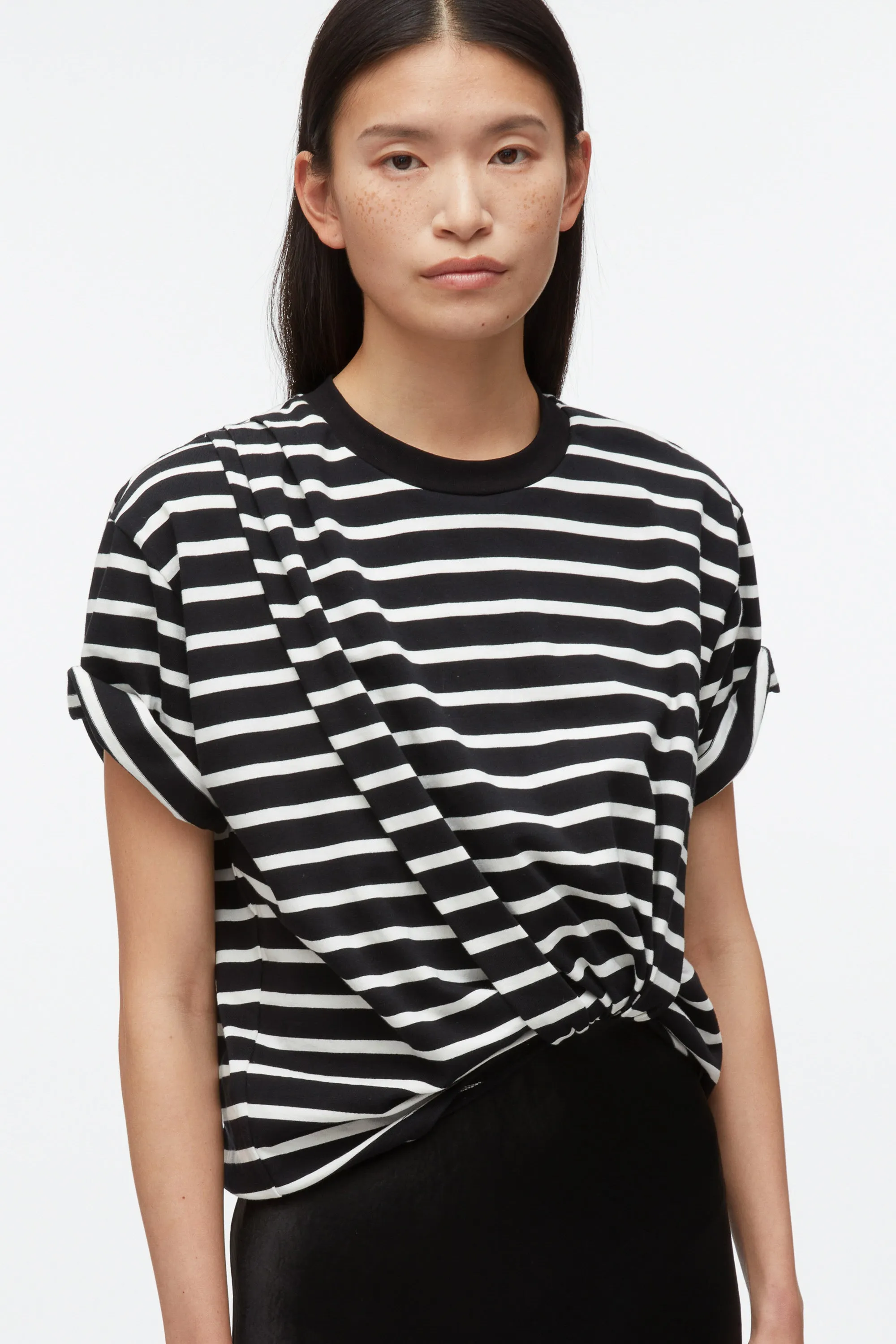 Striped Draped T-Shirt Slip Combo Dress